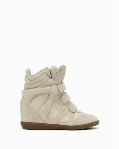 Högklackade lädersneaker